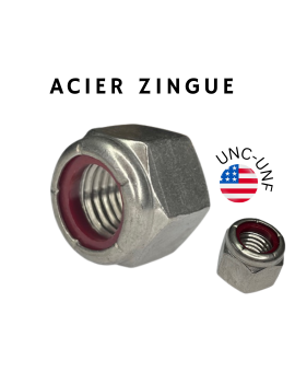 ECROU UNC-UNF AMERICAIN FREIN-INSERT A BAGUE NYLON