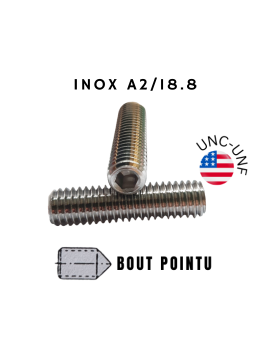 VIS US STHC, BOUT POINTU, INOX A2-18.8, UNC-UNF